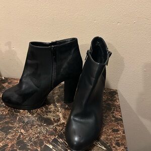 Call It Spring Black Ankle Boots with chunky 4 inch heel- 8.5